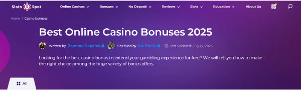 Online Casiono Bonuses