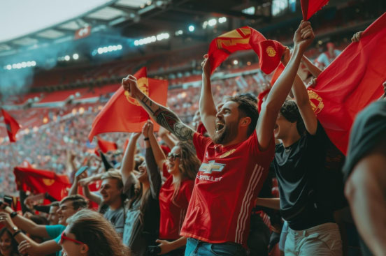 Manchester United fans on a stadium