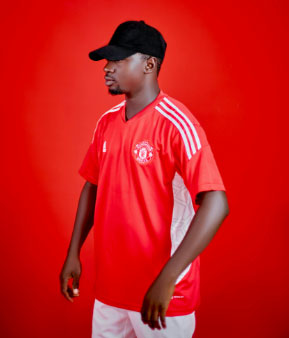 mufc fan in red shirt