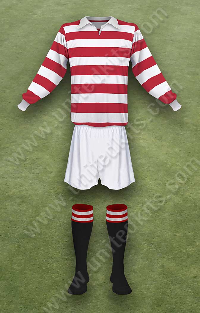 Manchester United shirt worn for game v Port Vale played on Saturday 29th October 1932 at Old Recreation Ground stadium during the 1932-1933 season.