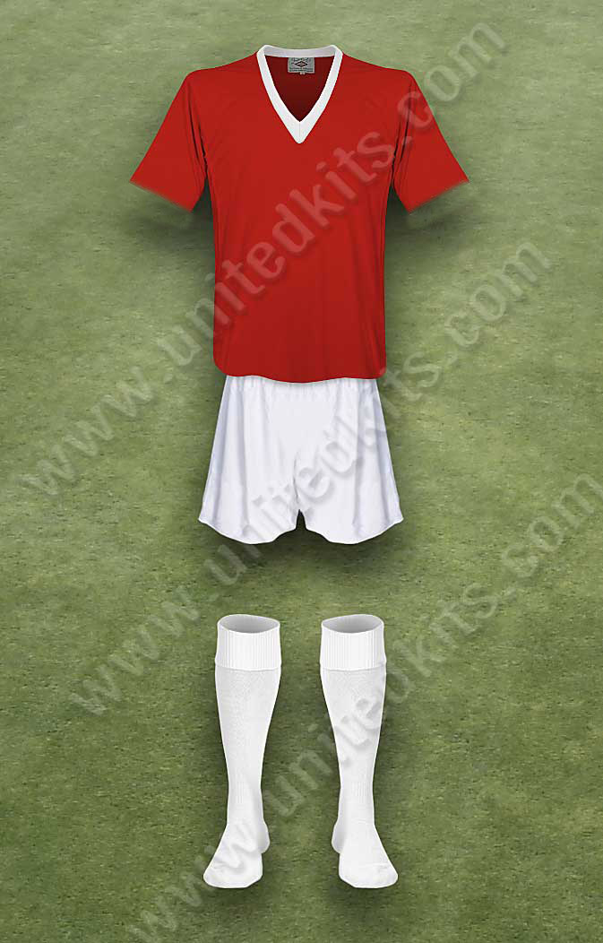 Manchester United shirt worn for game v Tottenham Hotspur played on Saturday 3rd September 1960 at White Hart Lane stadium during the 1960-1961 season.