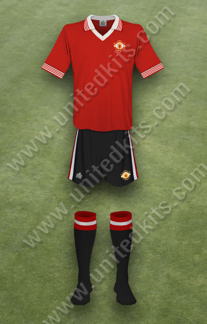 Manchester United shirt worn for game v Ipswich Town played on Monday 3rd January 1977 at Portman Road stadium during the 1976-1977 season.