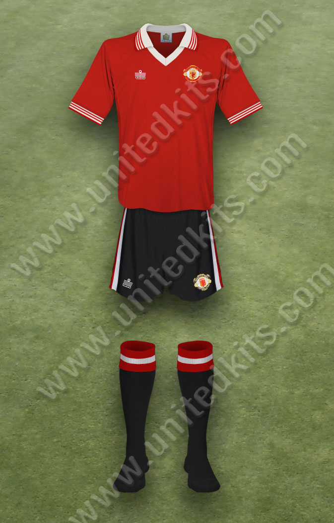 Manchester United shirt worn for game v Ipswich Town played on Saturday 14th January 1978 at Portman Road stadium during the 1977-1978 season.
