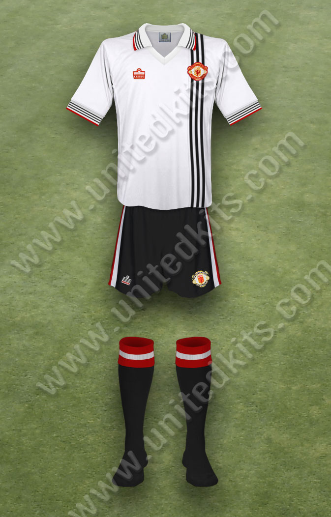 Manchester United shirt worn for game v Nottingham Forest played on Wednesday 2nd April 1980 at City Ground, Nottingham stadium during the 1979-1980 season.