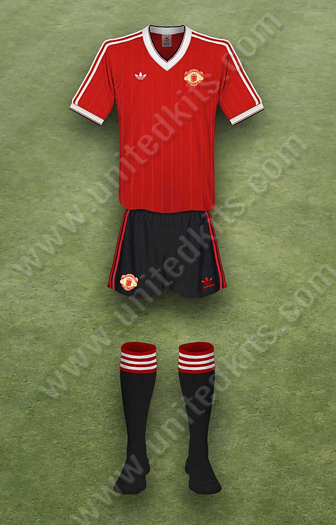 Manchester United shirt worn for game v Valencia played on Wednesday 29th September 1982 at Mestalla Stadium stadium during the 1982-1983 season.