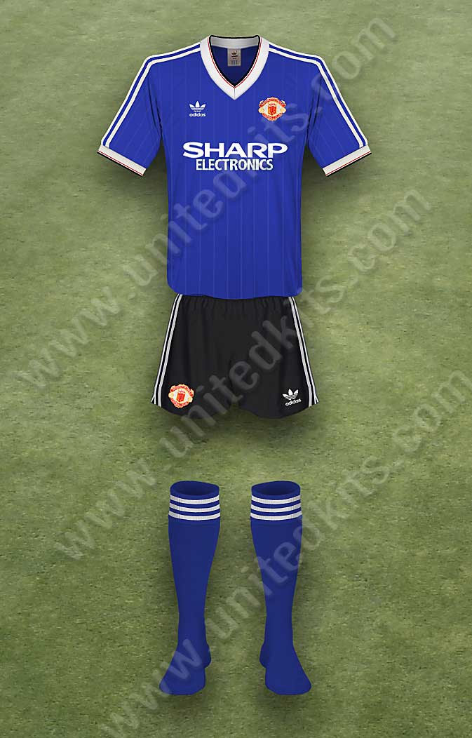 Manchester United shirt worn for game v Stoke City played on Wednesday 2nd March 1983 at Victoria Ground stadium during the 1982-1983 season.