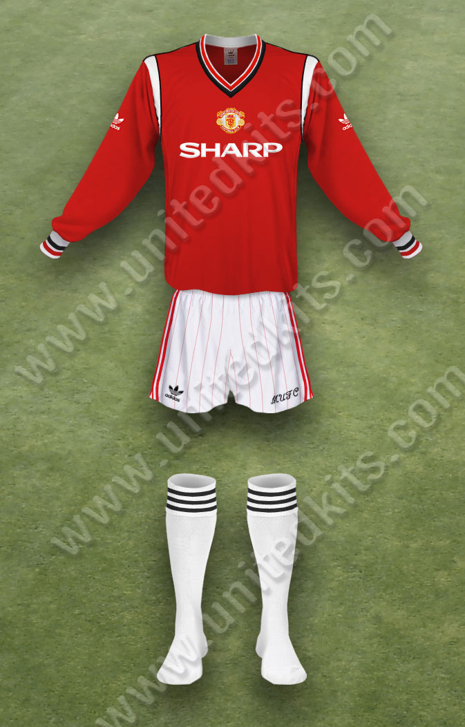 Manchester United shirt worn for game v Newcastle United played on Saturday 9th February 1985 at St James Park, Newcastle stadium during the 1984-1985 season.