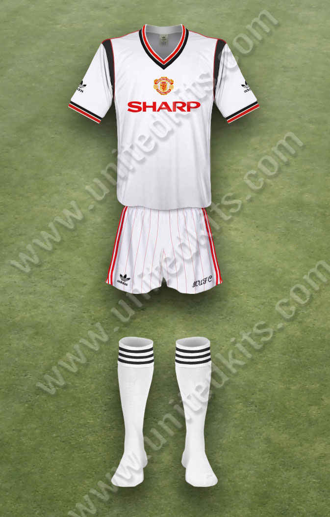 Manchester United shirt worn for game v Watford played on Monday 13th May 1985 at Vicarage Road stadium during the 1984-1985 season.