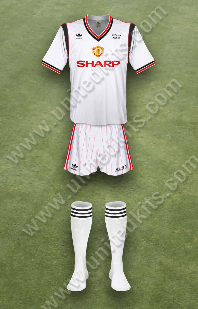 Manchester United shirt worn for game v PSV Eindhoven played on Wednesday 24th October 1984 at Philipstadion stadium during the 1984-1985 season.