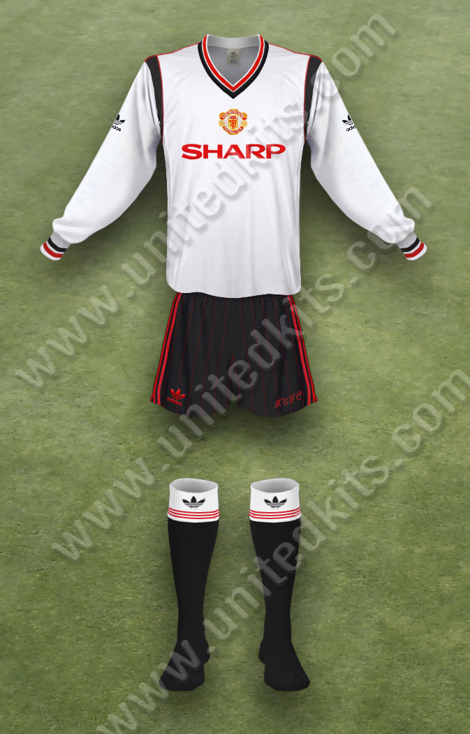Manchester United shirt worn for game v West Ham United played on Wednesday 5th March 1986 at Boleyn Ground stadium during the 1985-1986 season.