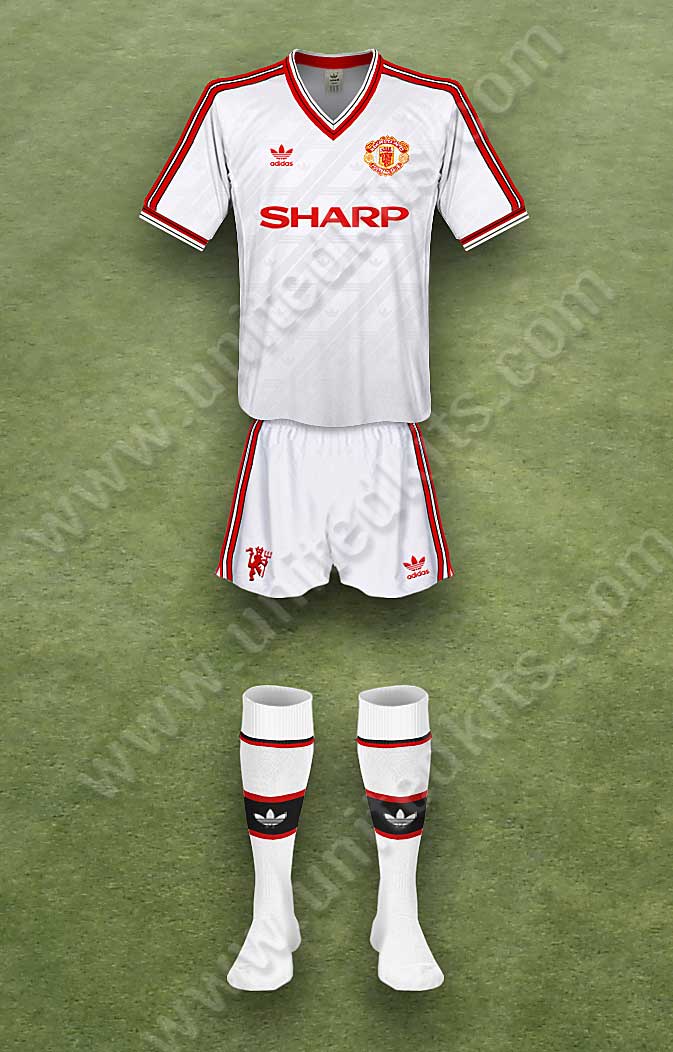 Manchester United shirt worn for game v Watford played on Tuesday 16th September 1986 at Vicarage Road stadium during the 1986-1987 season.