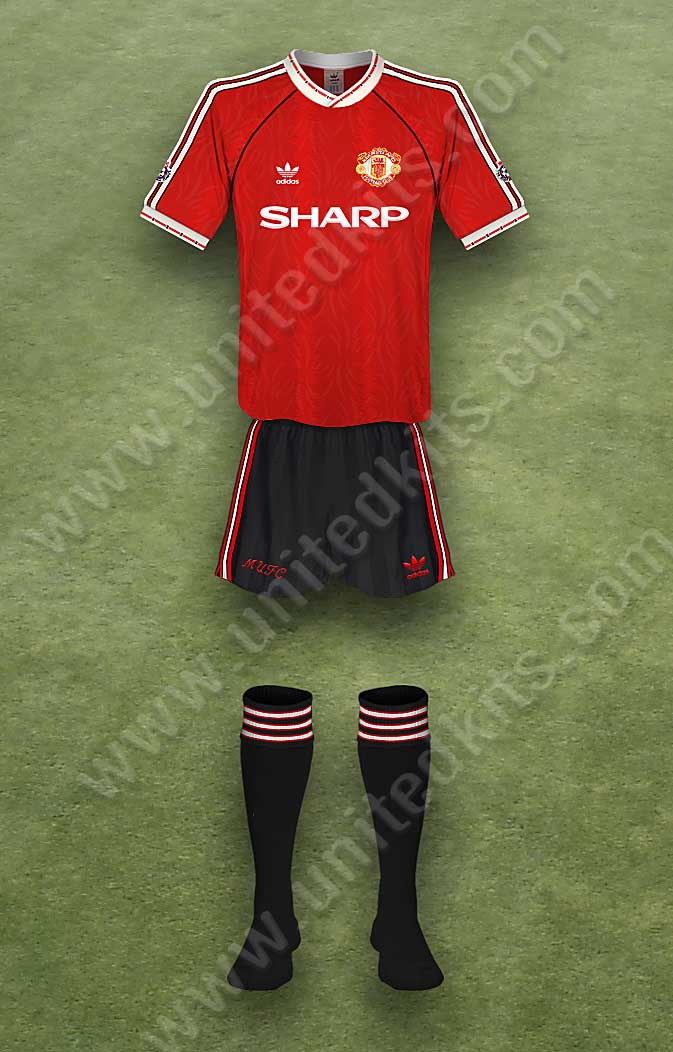 Manchester United shirt worn for game v Red Star Belgrade played on Tuesday 19th November 1991 at Old Trafford stadium during the 1991-1992 season.