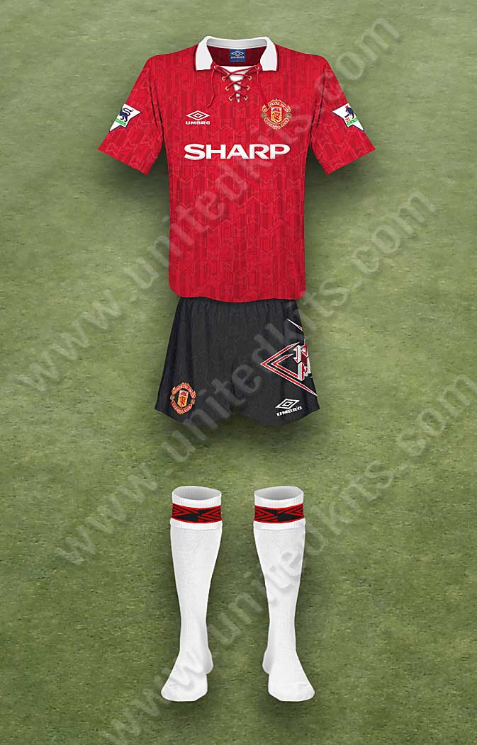 Manchester United shirt worn for game v Manchester City played on Saturday 20th March 1993 at Maine Road stadium during the 1992-1993 season.
