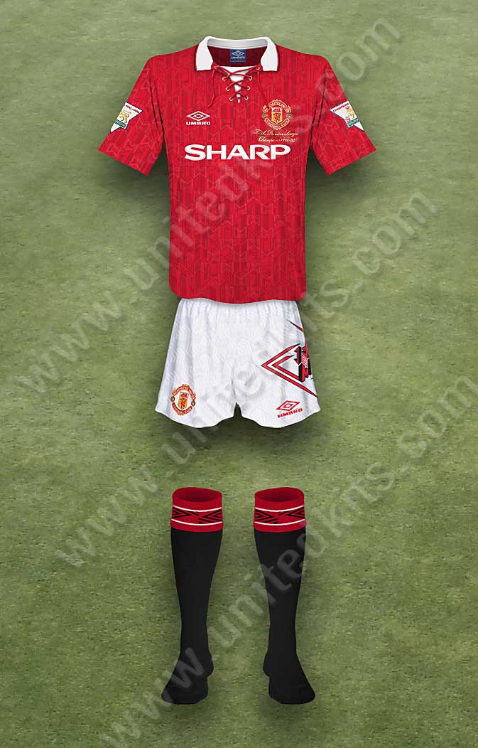 Manchester United shirt worn for game v Arsenal played on Saturday 7th August 1993 at Wembley stadium during the 1993-1994 season.