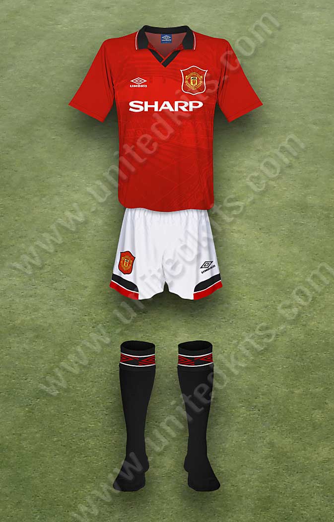 Manchester United shirt worn for game v Sunderland played on Saturday 6th January 1996 at Old Trafford stadium during the 1995-1996 season.