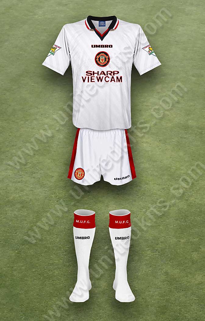 Manchester United shirt worn for game v Liverpool played on Saturday 19th April 1997 at Anfield stadium during the 1996-1997 season.