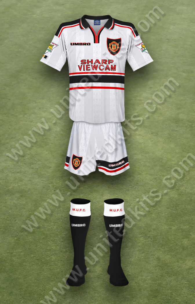 Manchester United shirt worn for game v Southampton played on Monday 19th January 1998 at The Dell stadium during the 1997-1998 season.