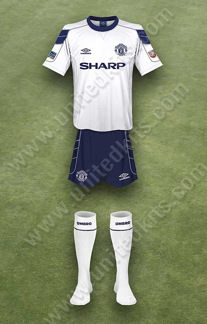 Manchester United shirt worn for game v Arsenal played on Sunday 1st August 1999 at Wembley stadium during the 1999-2000 season.