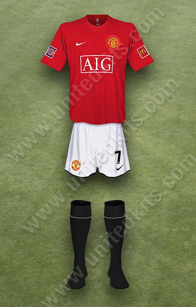 Manchester United shirt worn for game v Chelsea played on Sunday 5th August 2007 at Wembley stadium during the 2007-2008 season.