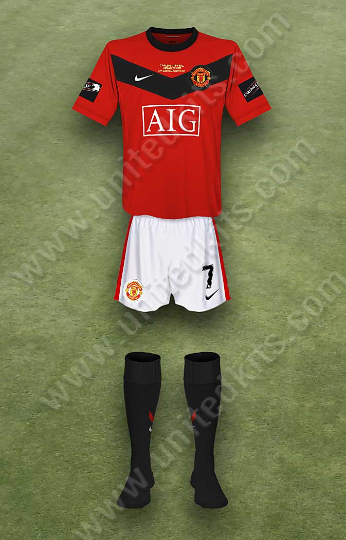 Manchester United shirt worn for game v Aston Villa played on Sunday 28th February 2010 at Wembley stadium during the 2009-2010 season.