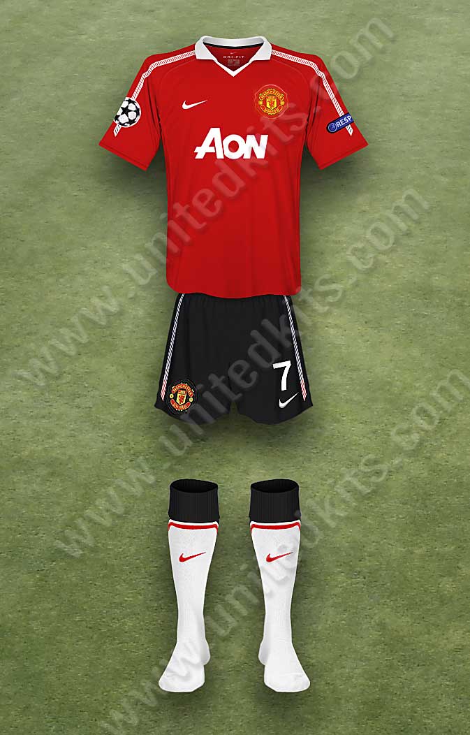 Manchester United shirt worn for game v Rangers played on Wednesday 24th November 2010 at Ibrox Stadium stadium during the 2010-2011 season.
