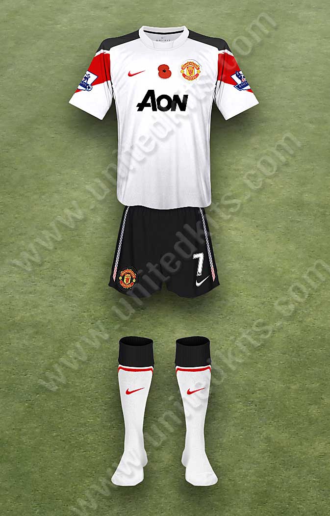 Manchester United shirt worn for game v Aston Villa played on Saturday 13th November 2010 at Villa Park stadium during the 2010-2011 season.