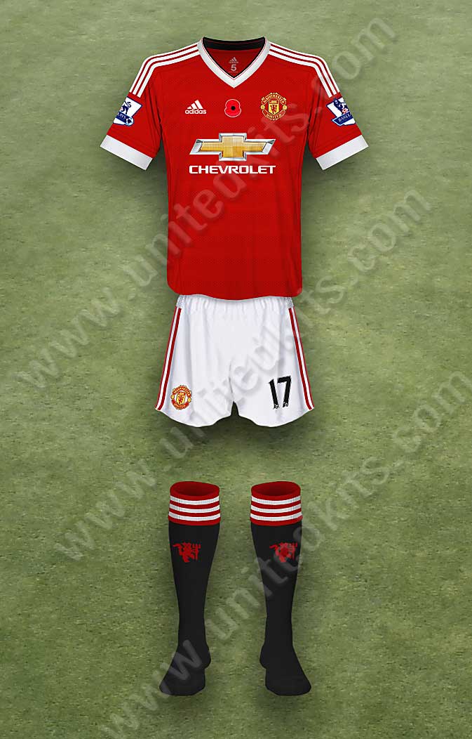 Manchester United shirt worn for game v West Bromwich Albion played on Saturday 7th November 2015 at Old Trafford stadium during the 2015-2016 season.