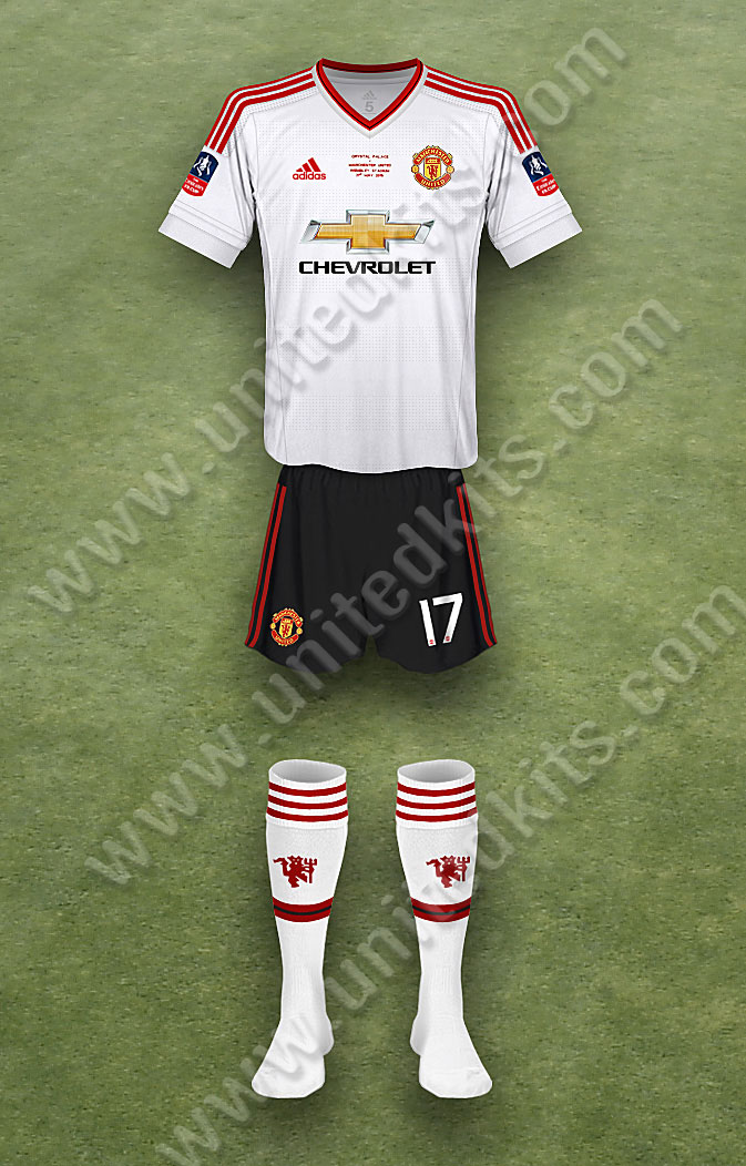 Manchester United shirt worn for game v Crystal Palace played on Saturday 21st May 2016 at Wembley stadium during the 2015-2016 season.