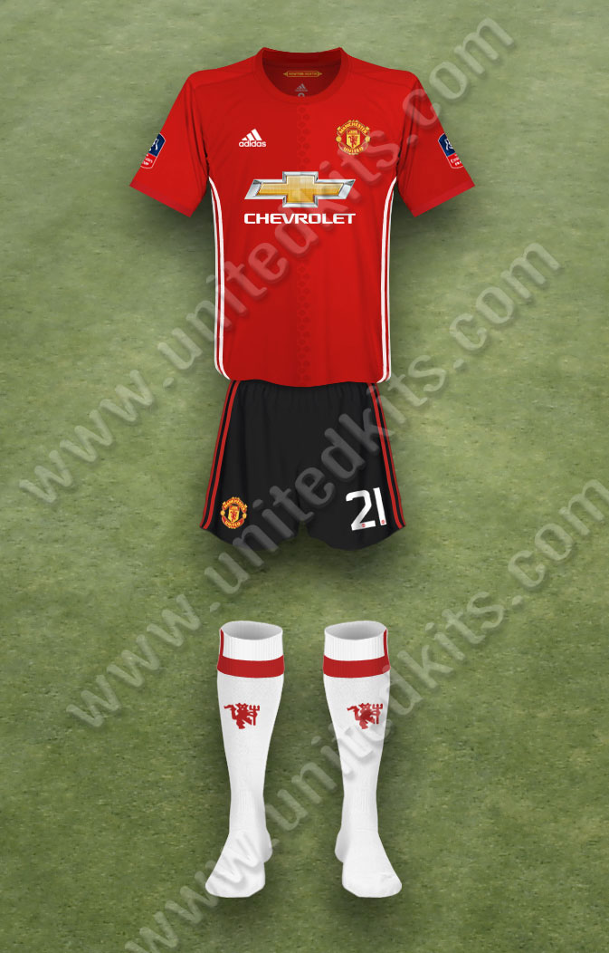 Manchester United shirt worn for game v Blackburn Rovers played on Sunday 19th February 2017 at Ewood Park stadium during the 2016-2017 season.