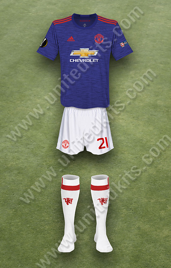 Manchester United shirt worn for game v Feyenoord played on Thursday 15th September 2016 at Feyenoord Stadion stadium during the 2016-2017 season.