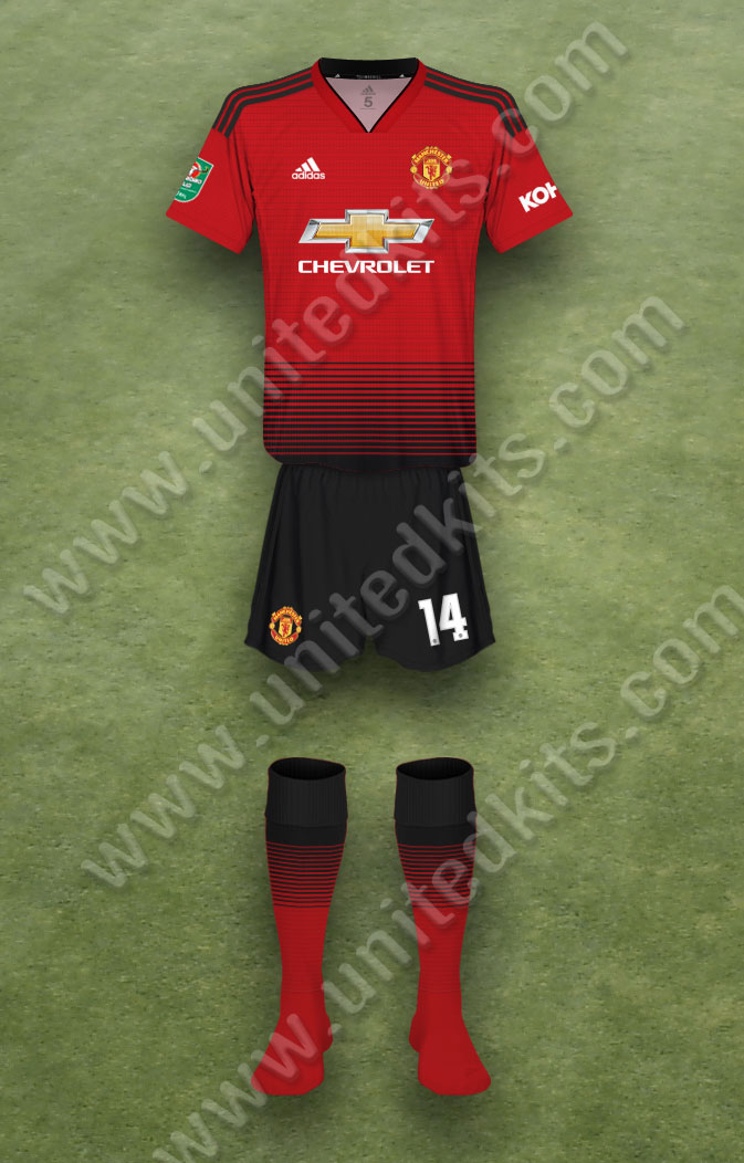 Manchester United shirt worn for game v Derby County played on Tuesday 25th September 2018 at Old Trafford stadium during the 2018-2019 season.