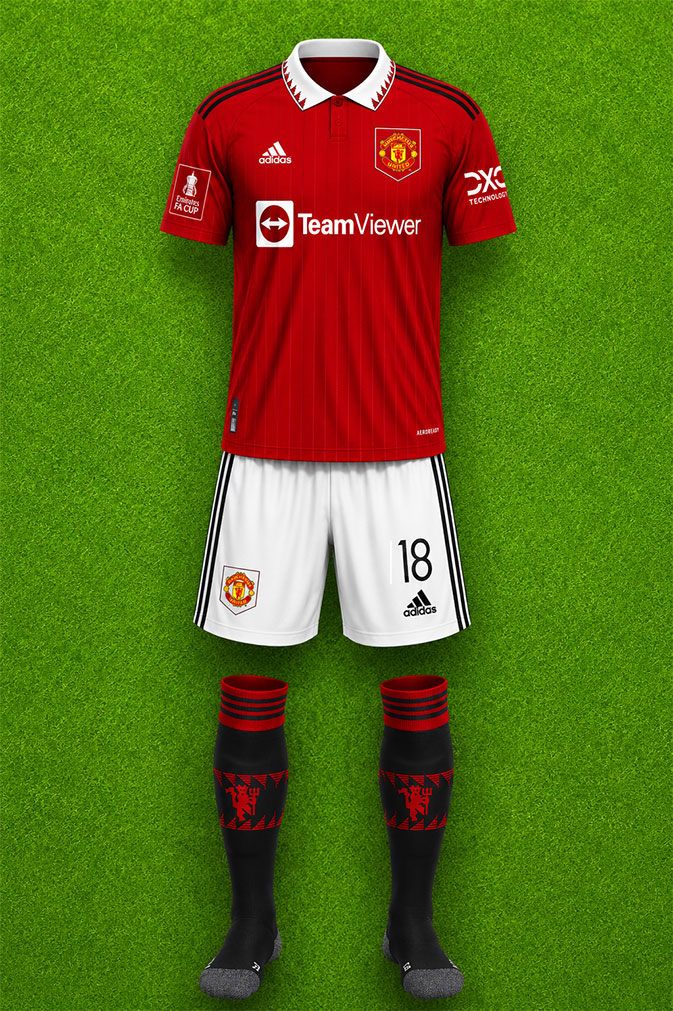 Manchester United shirt worn for game v Fulham played on Sunday 19th March 2023 at Old Trafford stadium during the 2022-2023 season.