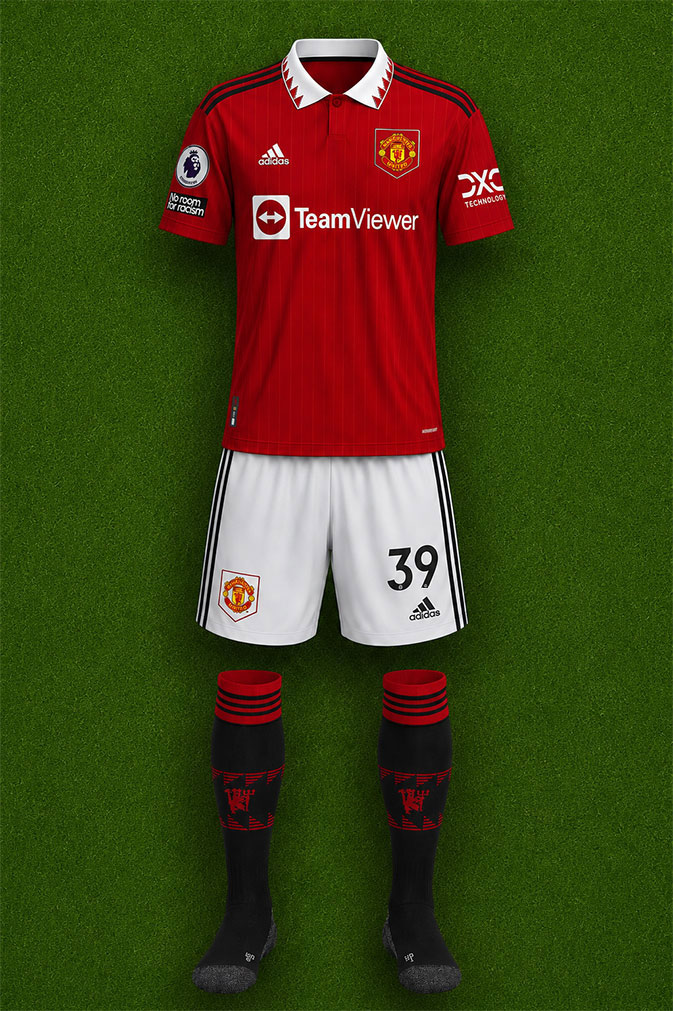 Manchester United shirt worn for game v Chelsea played on Thursday 25th May 2023 at Old Trafford stadium during the 2022-2023 season.