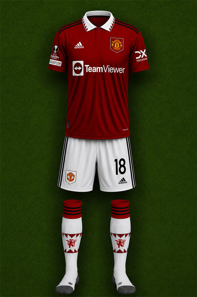 Manchester United shirt worn for game v Real Betis played on Thursday 16th March 2023 at Estadio Benito Villamarin stadium during the 2022-2023 season.