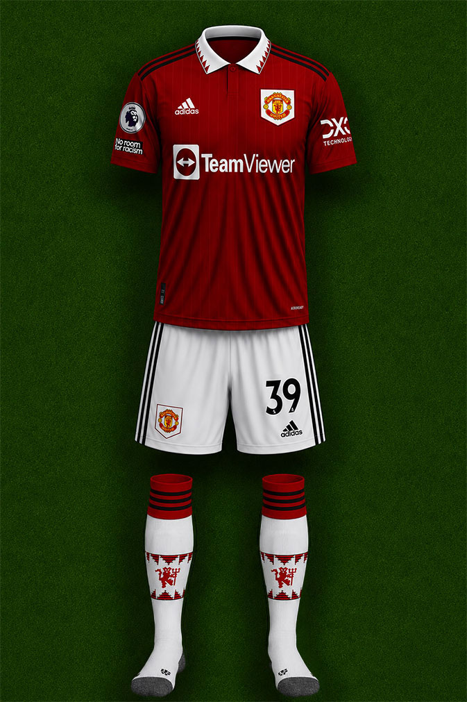 Manchester United shirt worn for game v Newcastle United played on Sunday 2nd April 2023 at St James Park, Newcastle stadium during the 2022-2023 season.