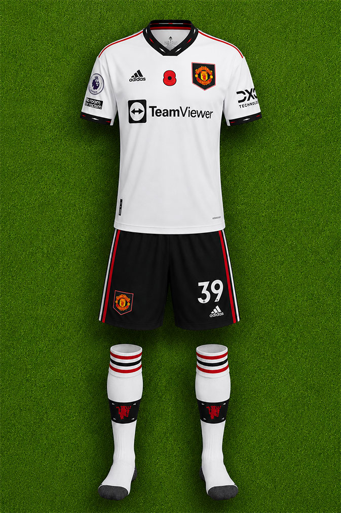 Manchester United shirt worn for game v Aston Villa played on Sunday 6th November 2022 at Villa Park stadium during the 2022-2023 season.