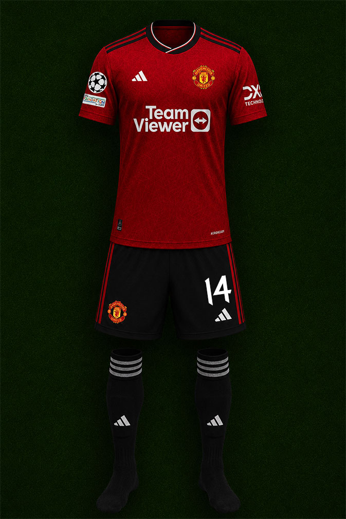 Manchester United shirt worn for game v Copenhagen played on Wednesday 8th November 2023 at Parken Stadion stadium during the 2023-2024 season.