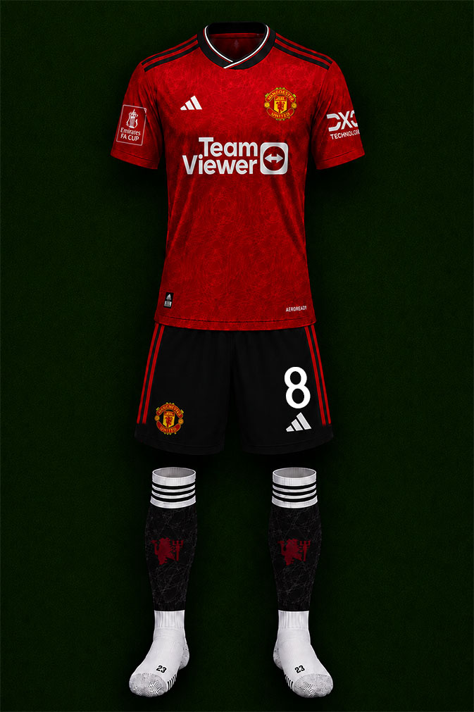 Manchester United shirt worn for game v Coventry City played on Sunday 21st April 2024 at Wembley stadium during the 2023-2024 season.
