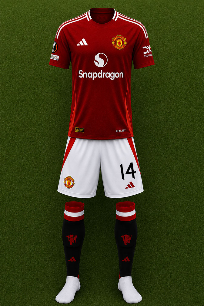 Manchester United shirt worn for game v Rangers played on Thursday 23rd January 2025 at Old Trafford stadium during the 2024-2025 season.