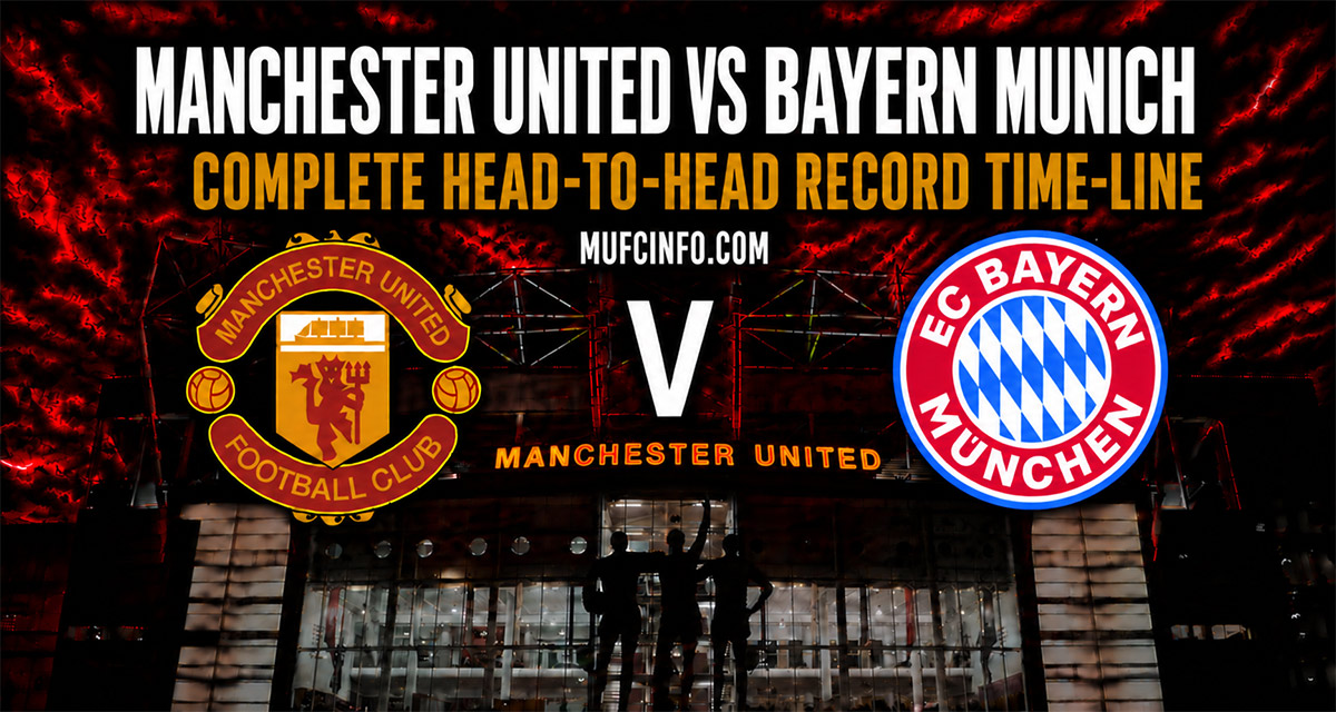 Manchester United versus Bayern Munich complete head-to-head record time-line