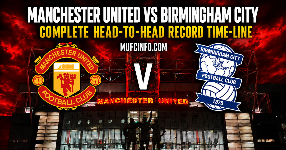 Manchester United versus Birmingham City complete head-to-head record time-line