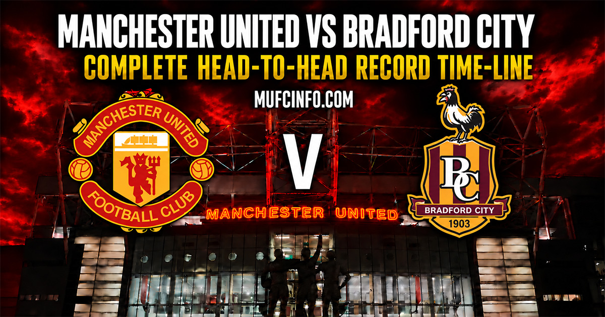Manchester United versus Bradford City complete head-to-head record time-line