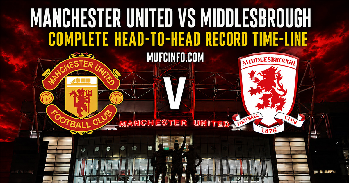 Manchester United versus Middlesbrough complete head-to-head record time-line
