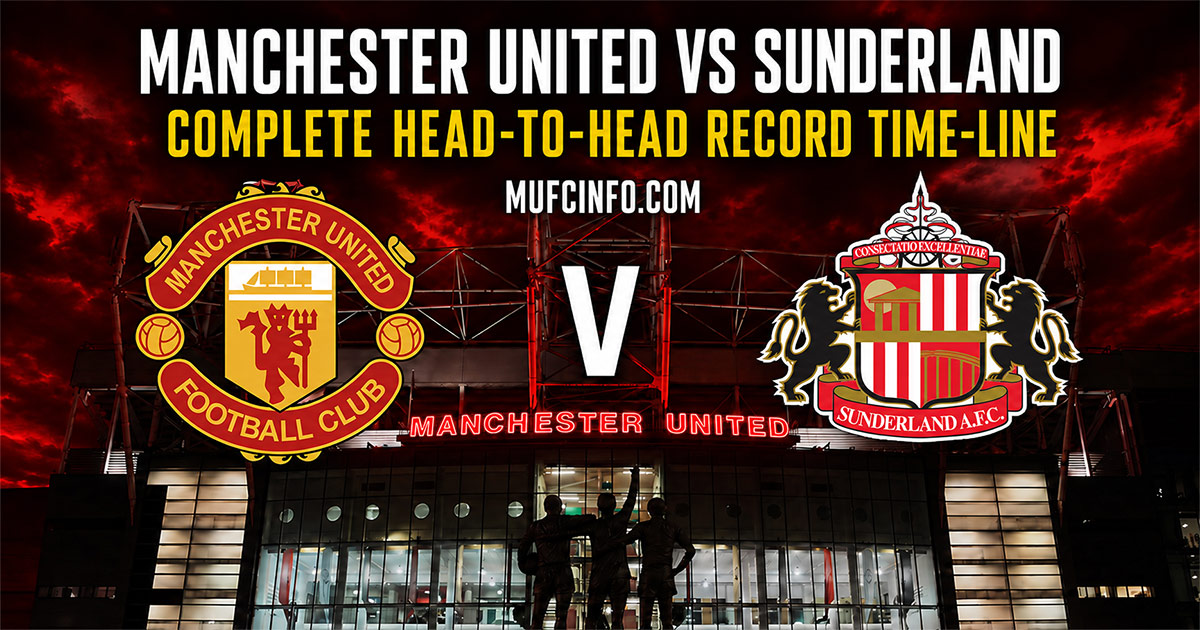Manchester United versus Sunderland complete head-to-head record time-line